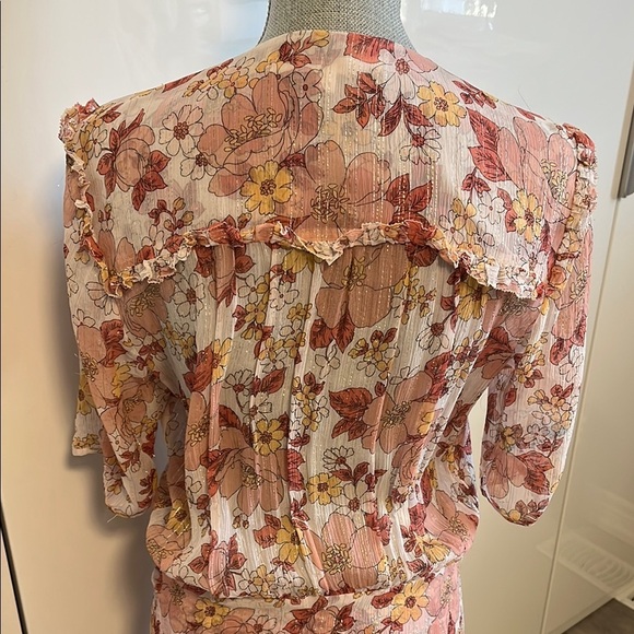 NWOT VERONICA BEARD 100% Silk Dakota Floral Ruched Dress, Size 12 - Picture 12 of 15